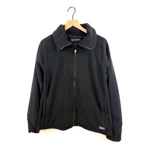 Calvin Klein Performance Fleece Full Zip Jacket‎ L Womens Black Quick Dry